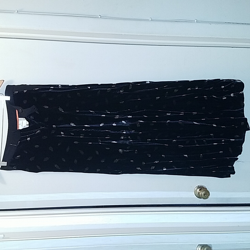 Black Velvet Pants with Gold Leaves